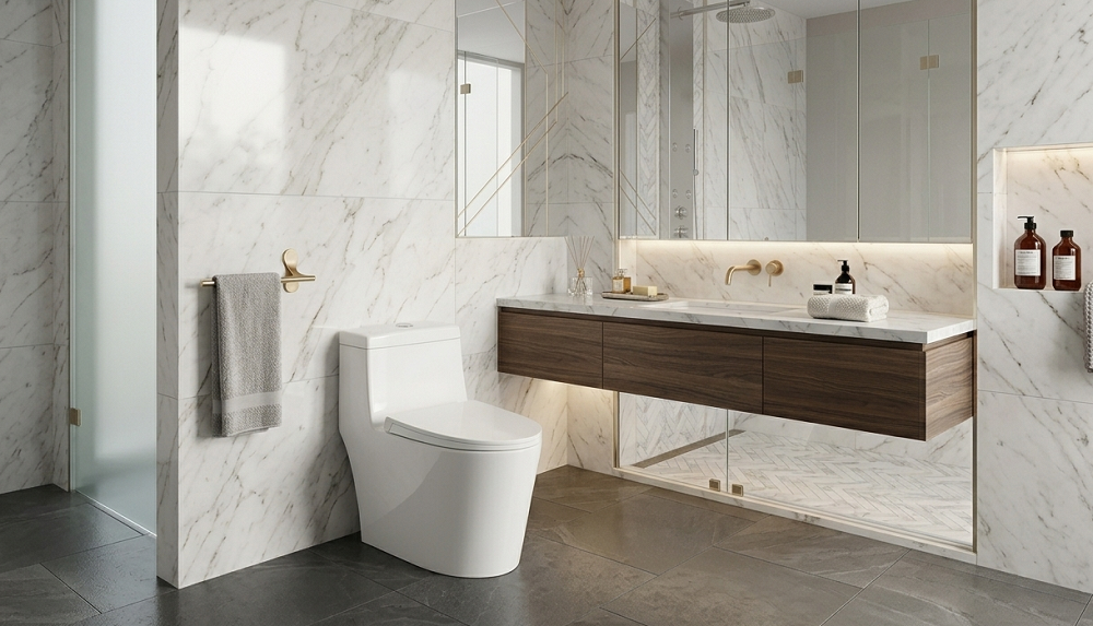 Kamar Mandi Mewah Modern: Perpaduan Desain Elegan dan Sanitary Berkualitas dari BLACKWHITE